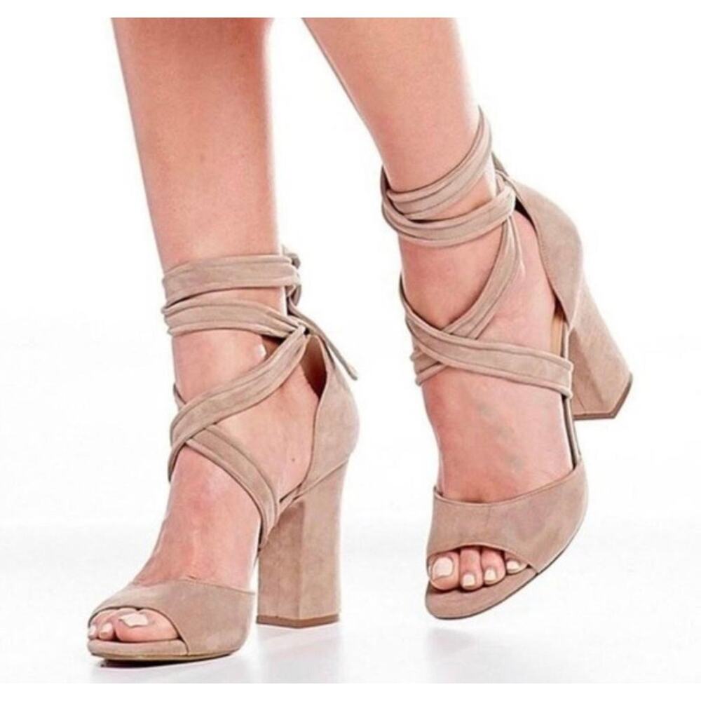 Karl Lagerfeld Women's Racha Wrap Tie Dress Sandal 6 High Heels